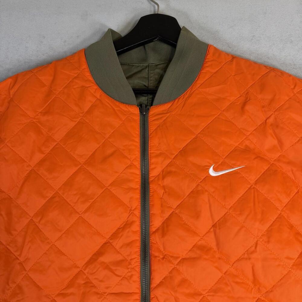 Nike Sportswear Reversible Varsity Bomber Jacket Womens XL Green Orange Quilted - Picture 10 of 11